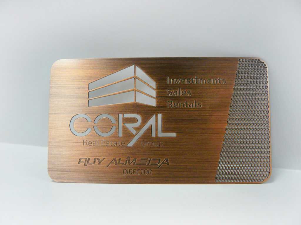 Copper Contour Cut Mesh Business Card Custom Design Architecture Inspiration
