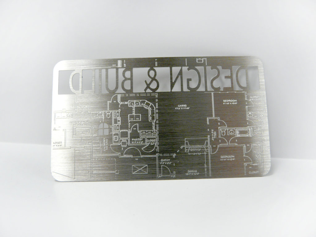Steel Brushed Aluminum Designer Builder Architect Custom Metal Business Card