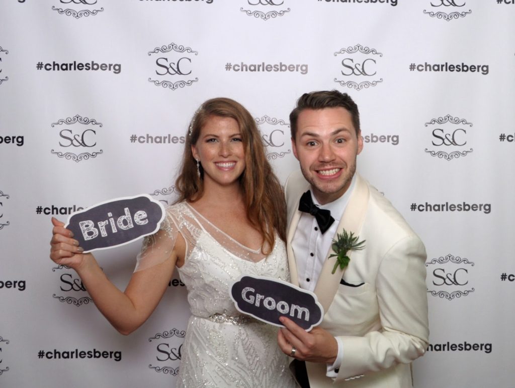 Step and Repeat Backdrop Bride & Groom