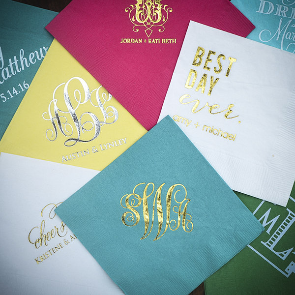 Custom Printed Foil Napkins for Weddings and Parties