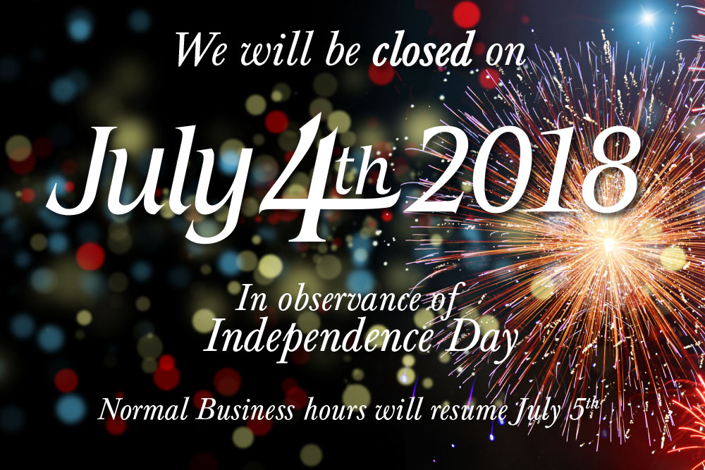 Special Holiday Hours July 4th 2018