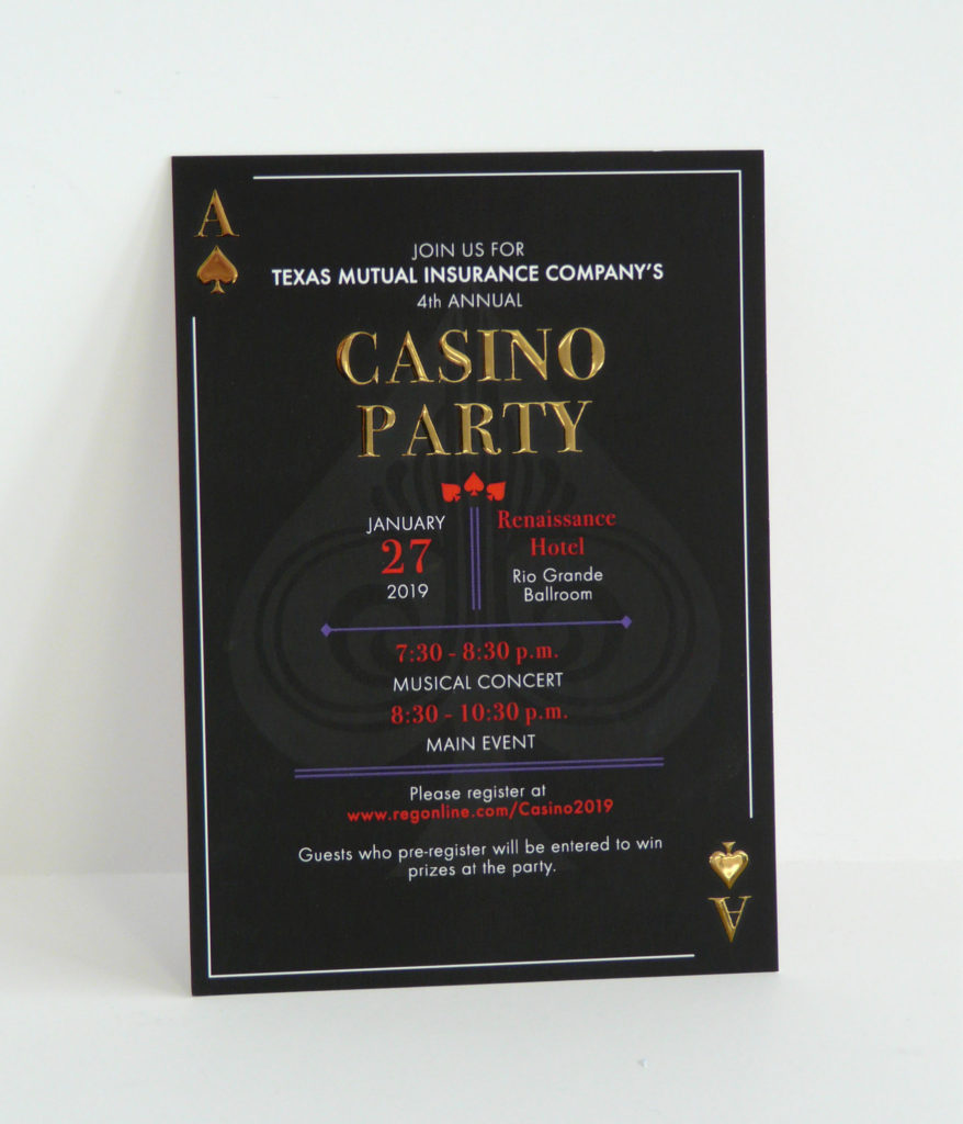 Luxurious Invitation with Raised Gold Foil for Texas Mutual Company Party